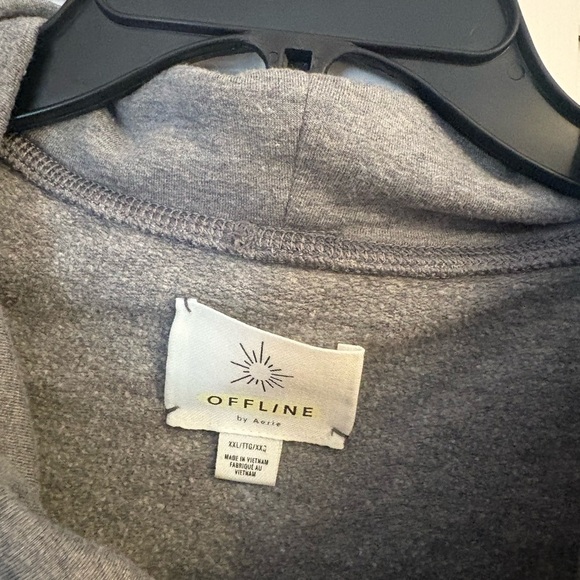 Aerie Ott Fleece Hoodie Grey Size XXL Mockneck Pullover Sweatshirt - Picture 6 of 6